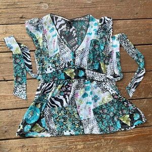 Antilia Femme Sheer Pattern Blouse Size M